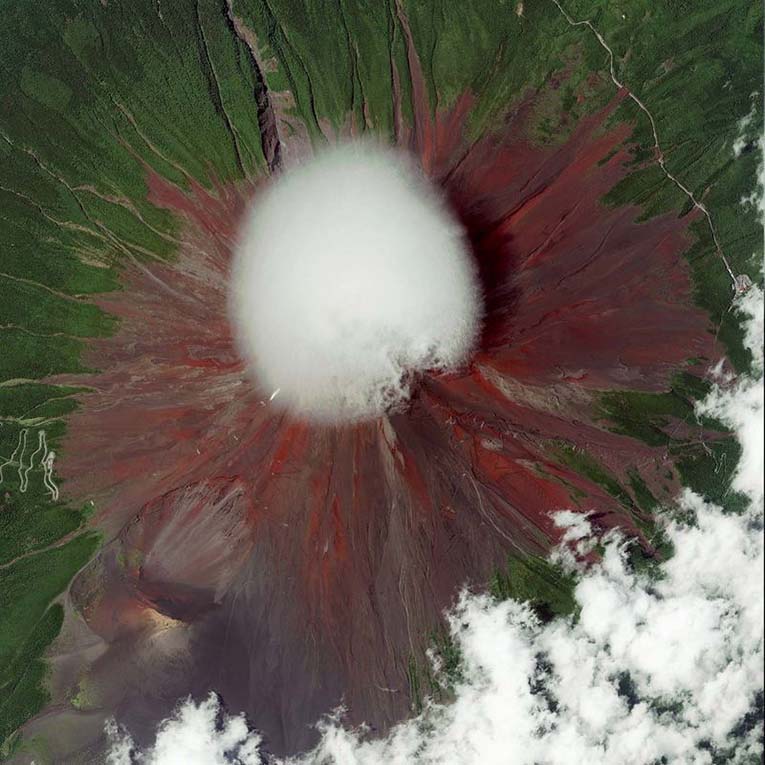Top view of Mt. Fuji, Earth from Space