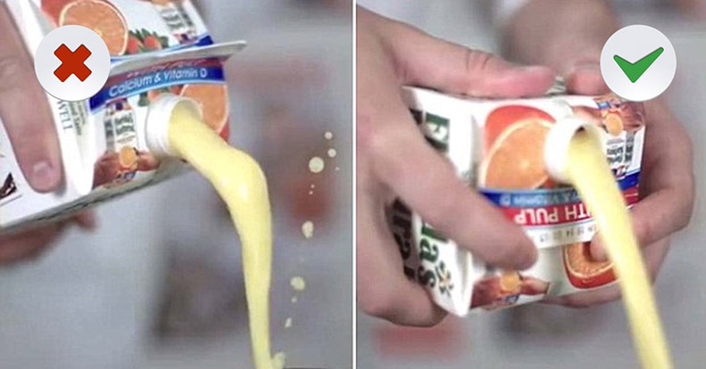 Pouring juices from their cartons