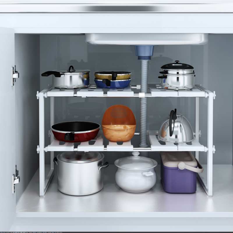 adjustable under-the-sink shelf 