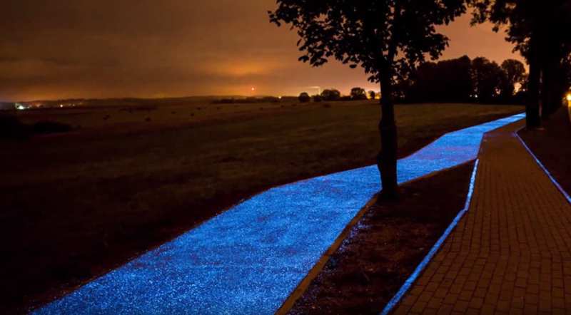Glow-in-the-dark bike lane, Poland