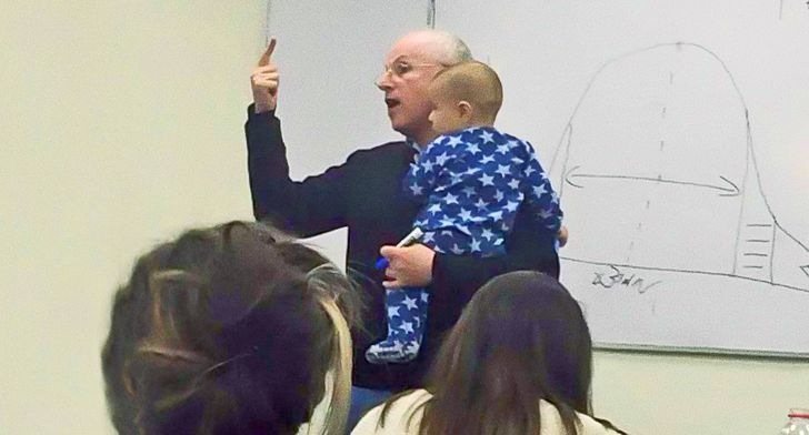 Coolest teachers who allows moms to bring their child and attend their lectures.