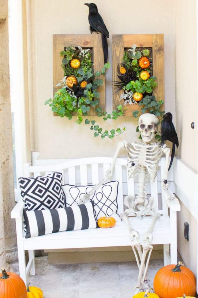 skeleton in the porch