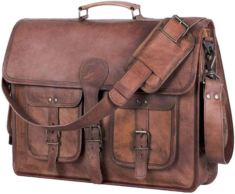 Leather Briefcase Laptop Messenger