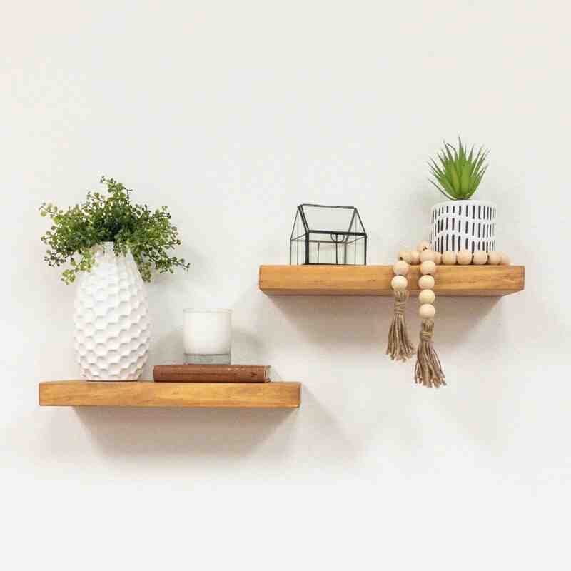 Evonne 2 Piece Pine Solid Wood Floating Shelf