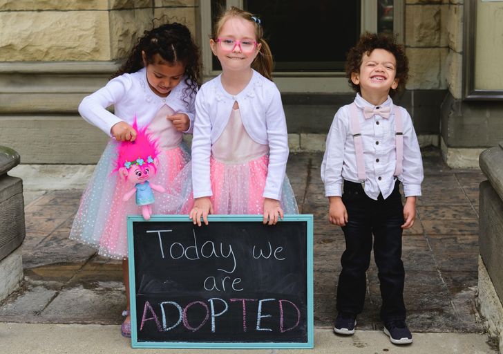three kids get adopted, heartwarming photos 