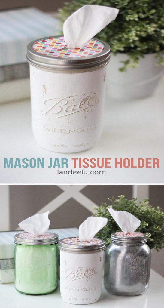 Creative Diys : Tissue holder from mason jars