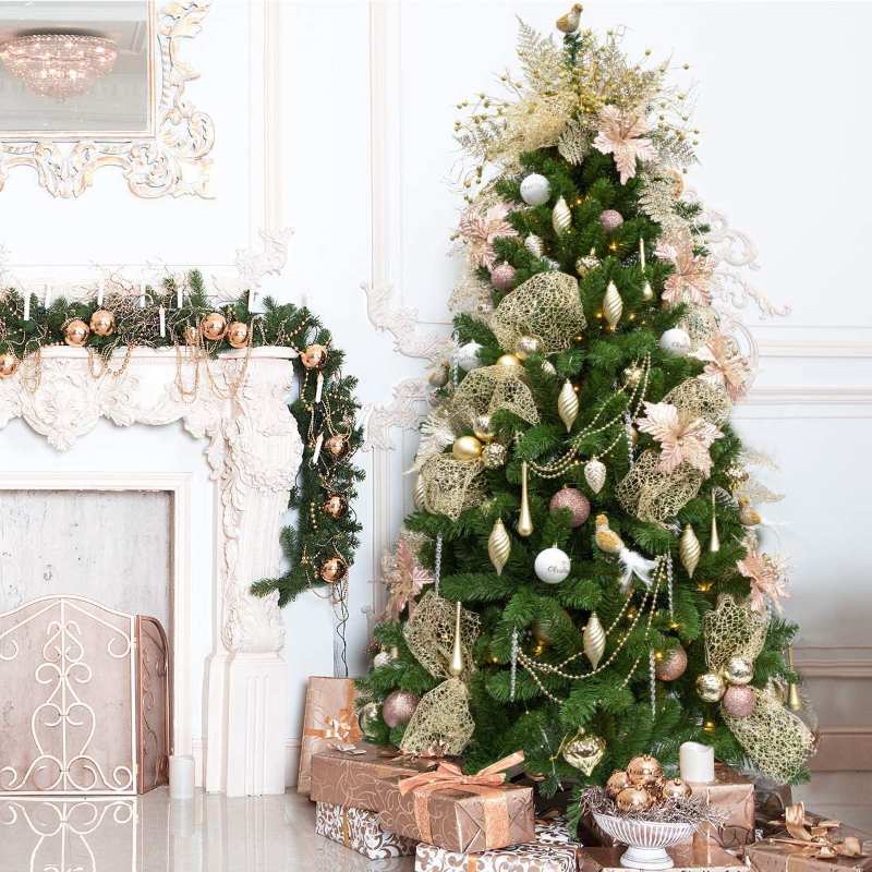  KI Store 6ft Artificial Christmas Tree with Ornaments, Christmas home decor 