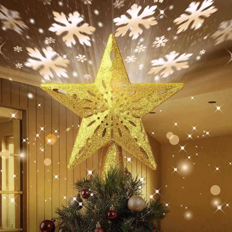 Balhvit Christmas Tree Topper with LED Snowflake Projector