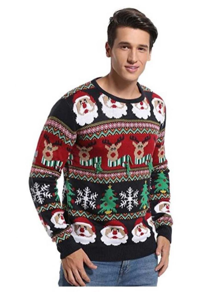  Daisysboutique Men's Holiday Reindeer Snowman Santa Snowflakes Sweater
