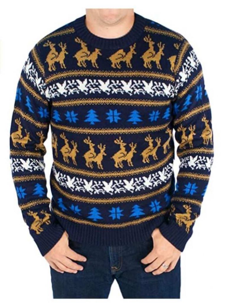 Festified Men's Retro Humping Reindeer Sweater