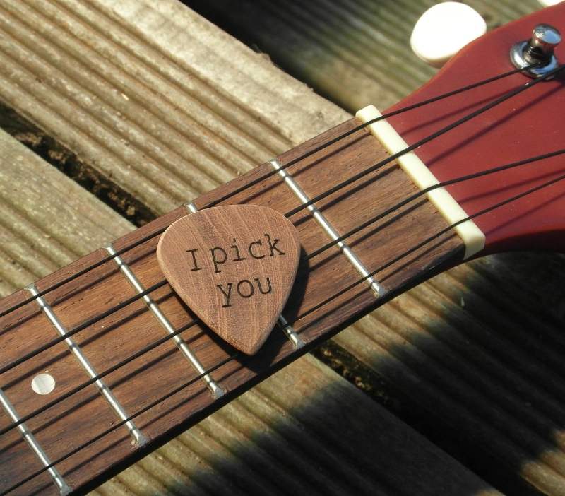 Wood Guitar Pick Personalized Gift