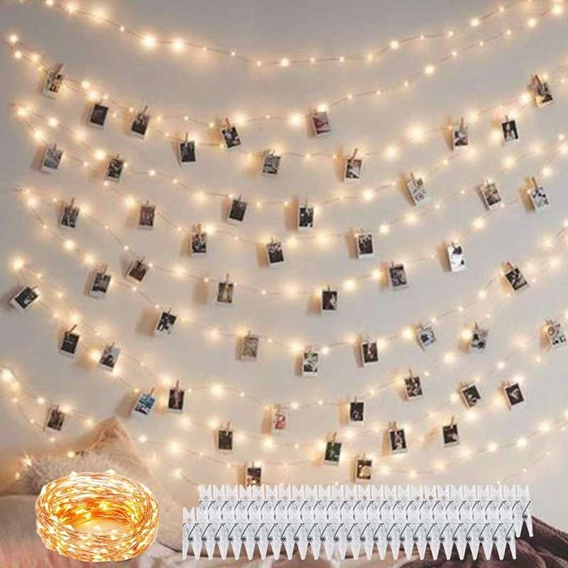 Decute 50 Photo Clips String Lights Holder 100 LED - gifts for your romantic partner