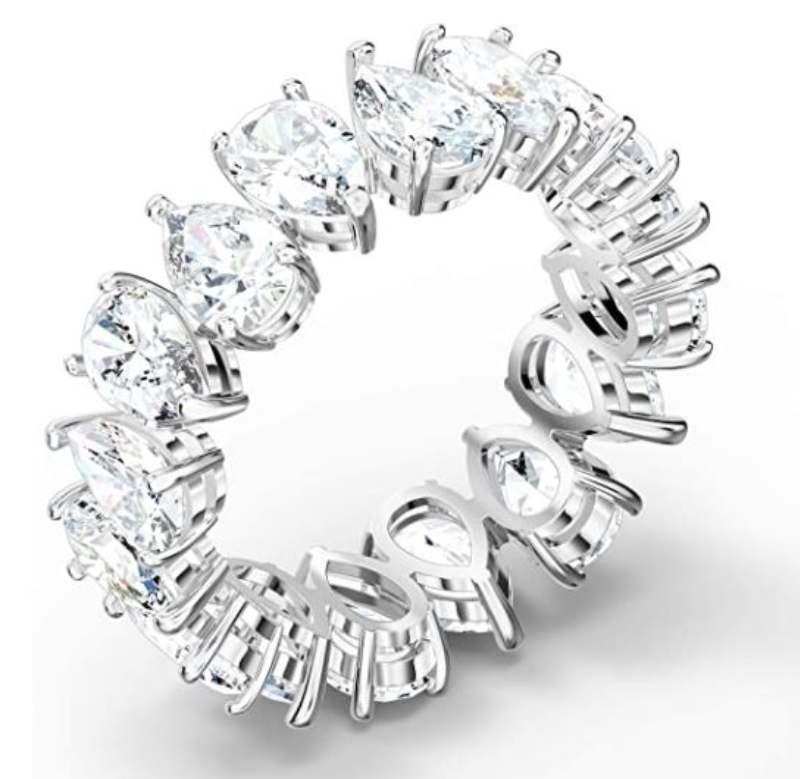 SWAROVSKI Women's Vittore Pear Shaped & Round Shaped Sparkling Crystal Ring