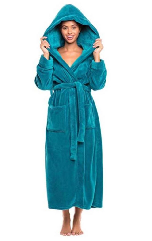 Alexander Del Rossa Women's Plush Fleece Robe with Hood, Christmas gift ideas for her 