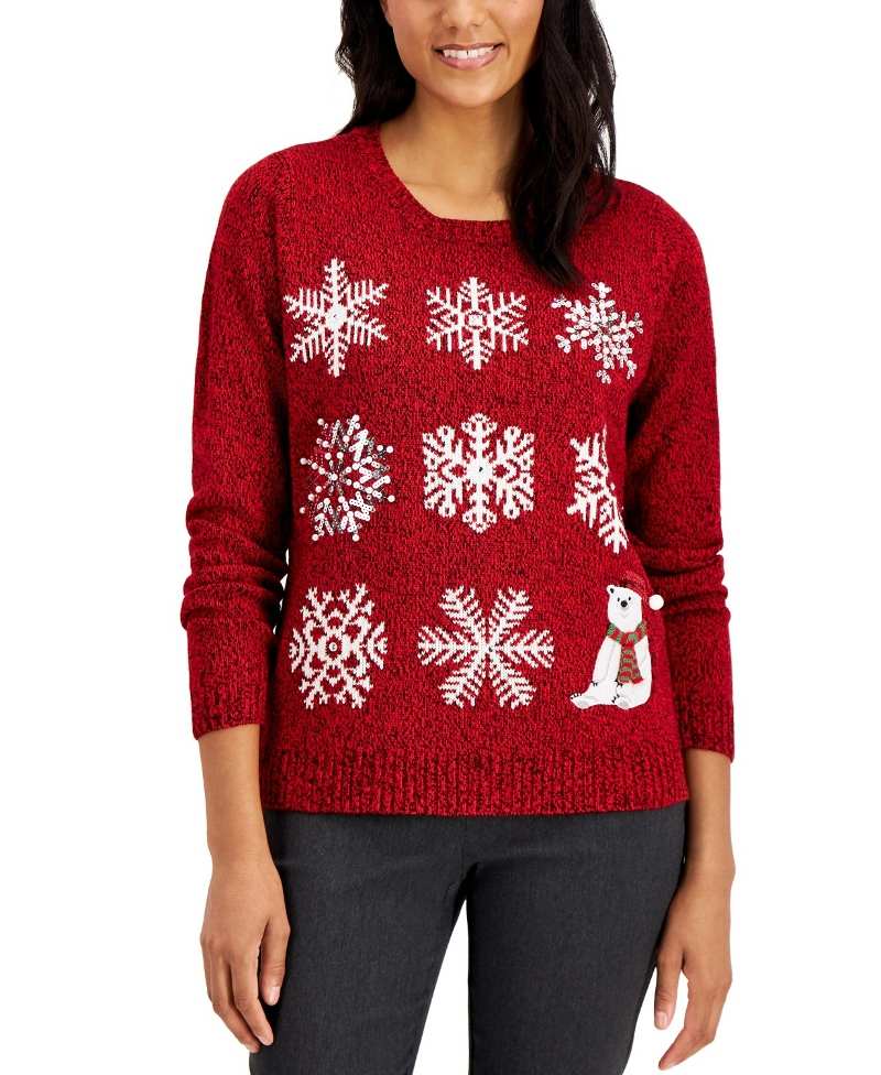 Karen Scott Sequined Snowflake Sweater