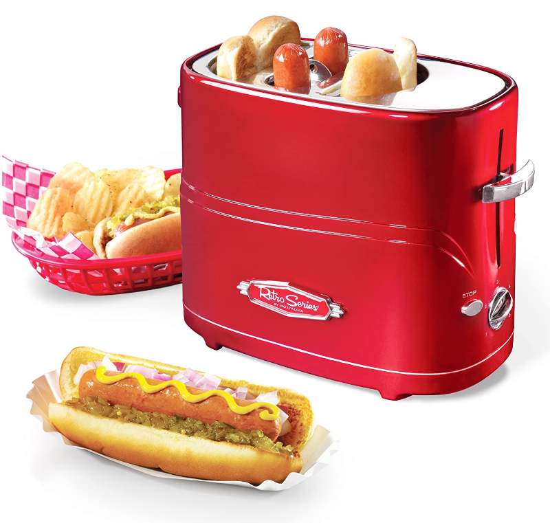 Hot Dog and Bun Toaster With Mini Tongs