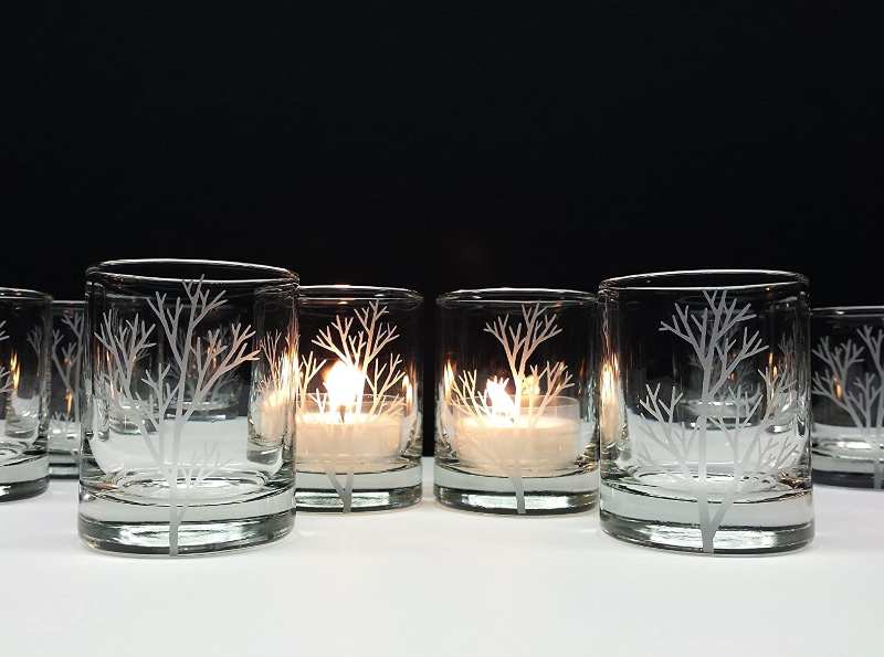 Engraved Tree Branch Candle Holders