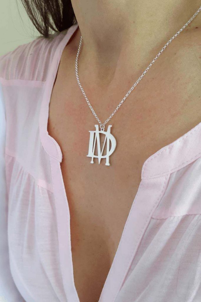 Initials Block Monogram Necklace, Christmas gift ideas for her 