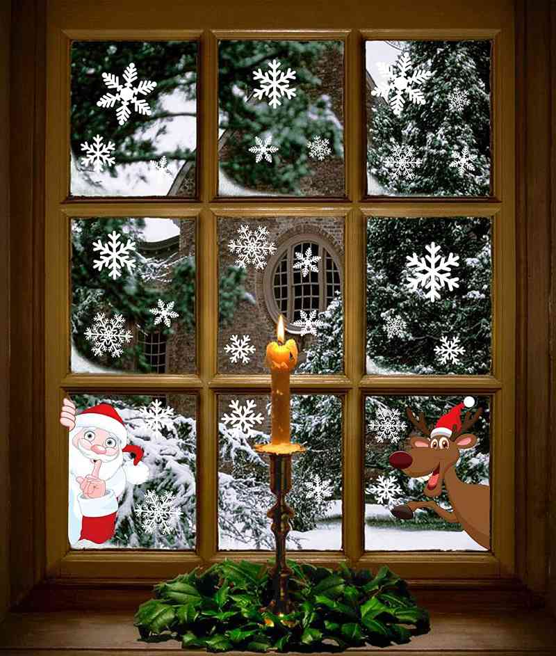 Winter Wonderland Christmas Snowflakes Window Clings Decals 