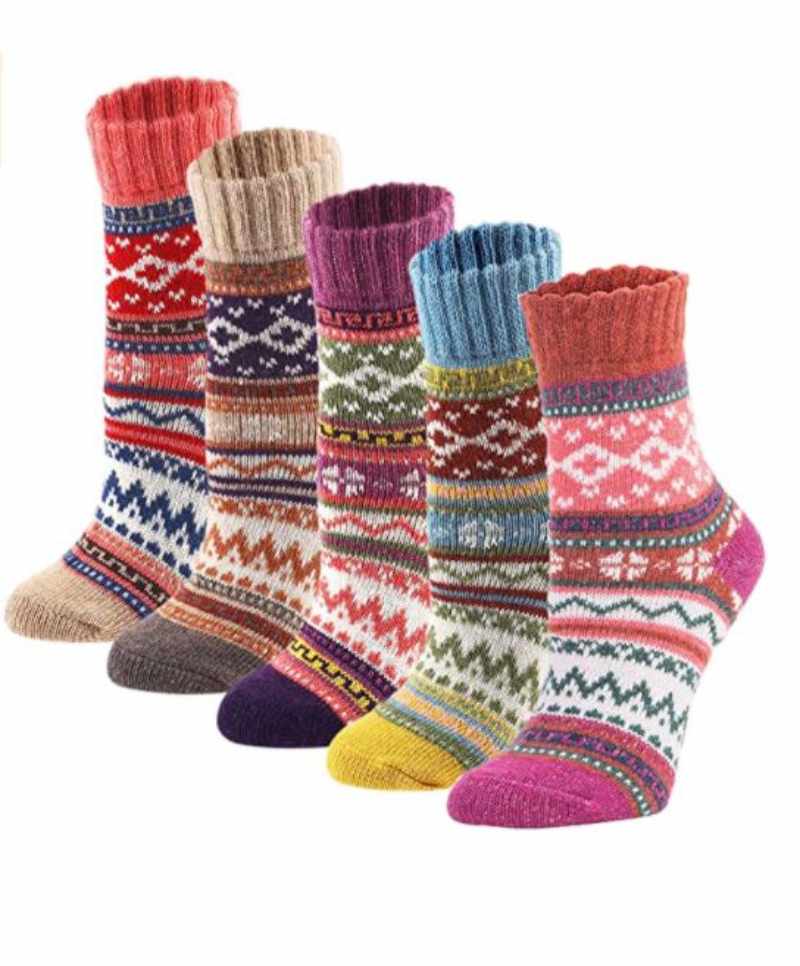 Womens Vintage Winter Thick Cold Knit Socks