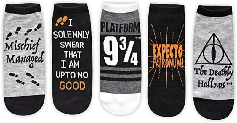 Harry Potter Deathly Hallows I Solemnly Swear 5 Pack Ankle Socks
