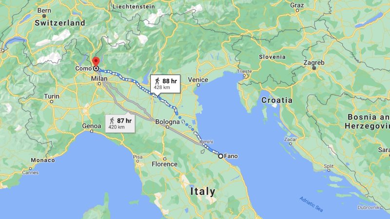 Italian man walks 450kms