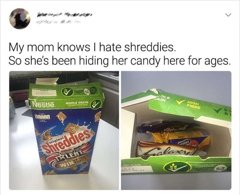 Mom hiding candies