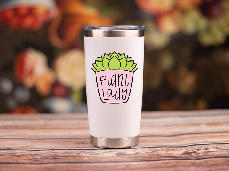 white stainless steel wine/coffee tumbler, plant products for plant lovers
