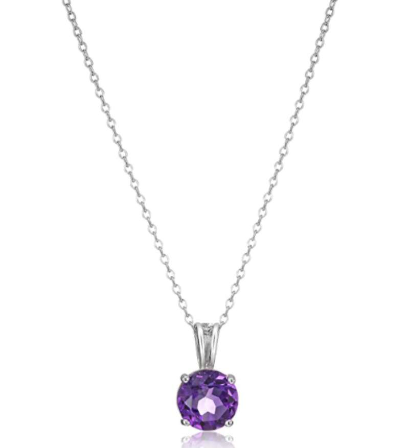Created Round Cut Birthstone Pendant Necklace, 18" for Valentine's day