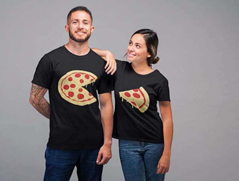 The Missing Piece Pizza & Slice - His and Her Shirts for valentine's day