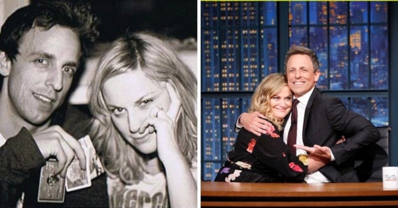Amy Poehler and Seth Meyers back in 2013 and in 2017, celebrity friendships