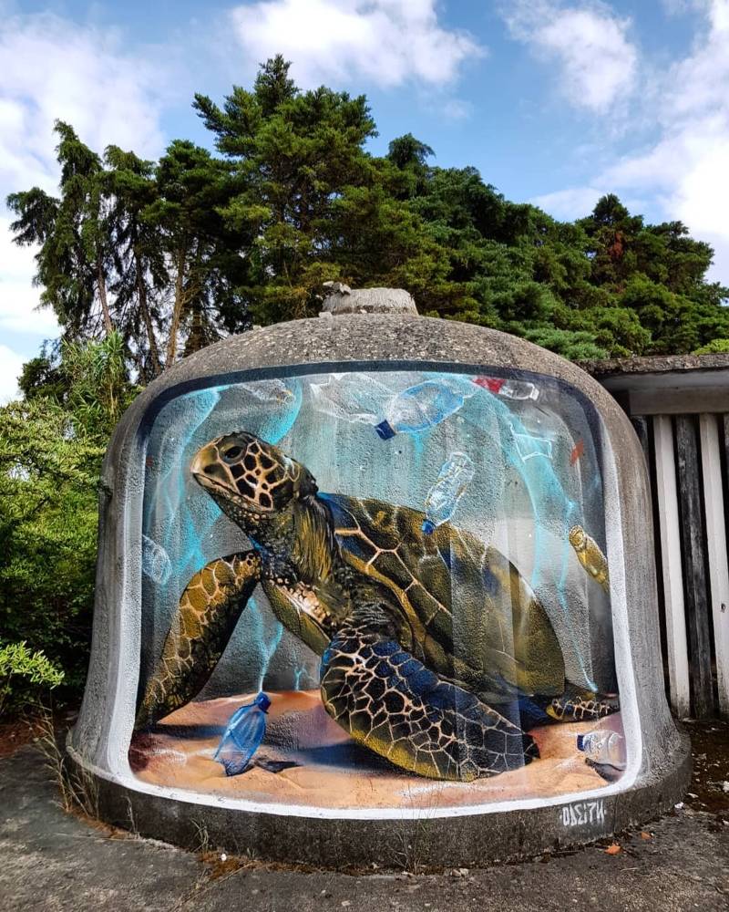 turtle street art By Odeith