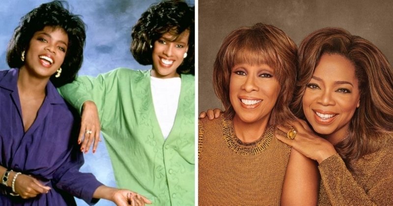 Oprah Winfrey and Gayle King in the 80s and 2019