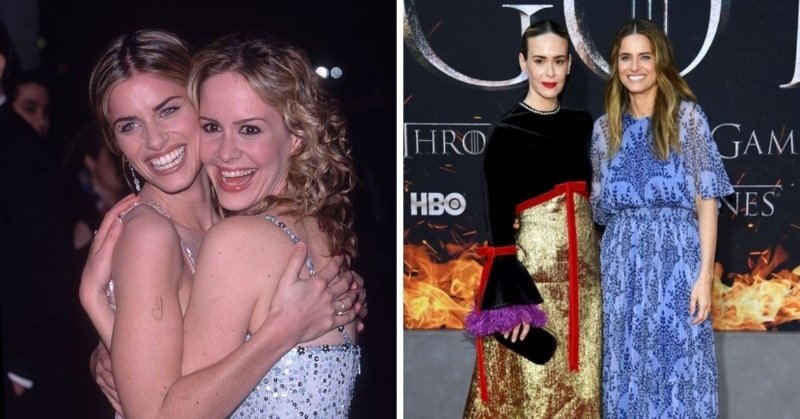 Sarah Paulson and Amanda Peet in the 2000s and in 2019, celebrity friendships 