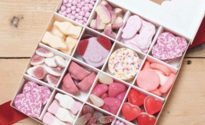 Pink chocolate and sweet box gift