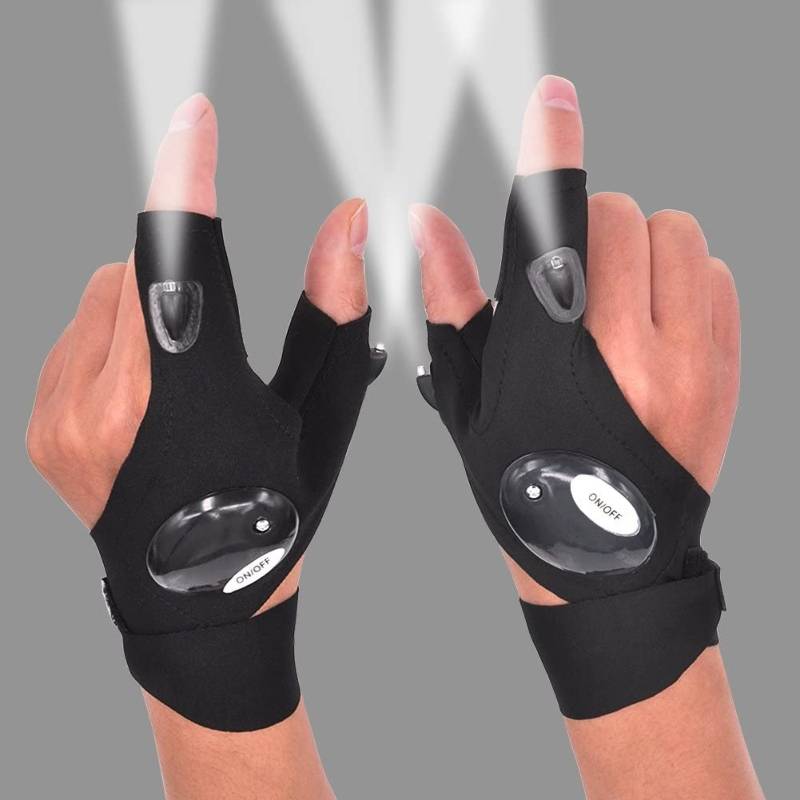LED Flashlight Glove Outdoor Fishing Gloves With Stretchy Strap