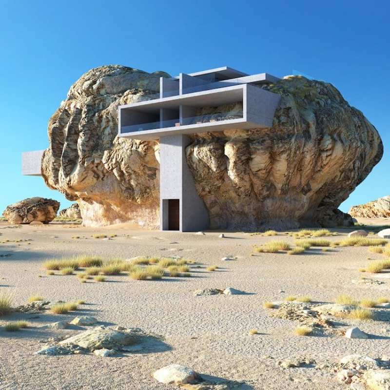 Architect Designs A Modern House Inside A Giant Rock & It's Absolutely Mindblowing 2
