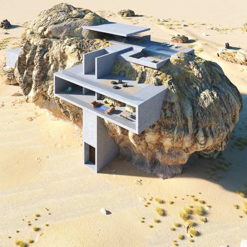 home inside a rock