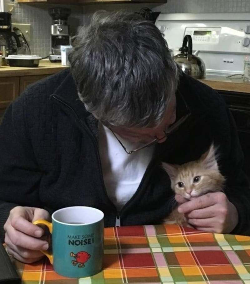 dad with kitten