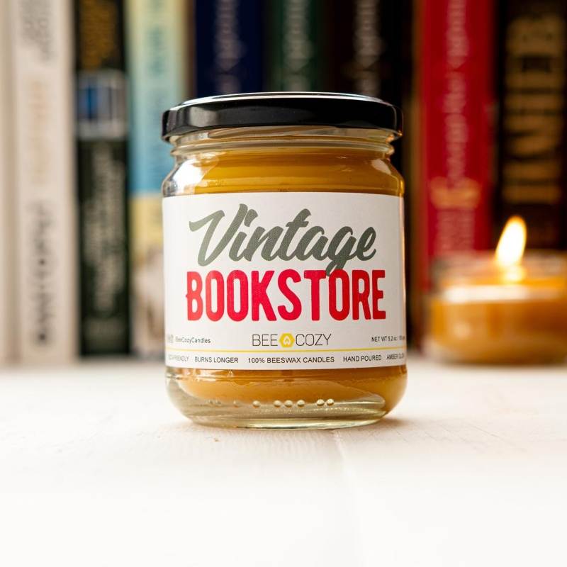 Vintage Bookstore Scented Beeswax Candle