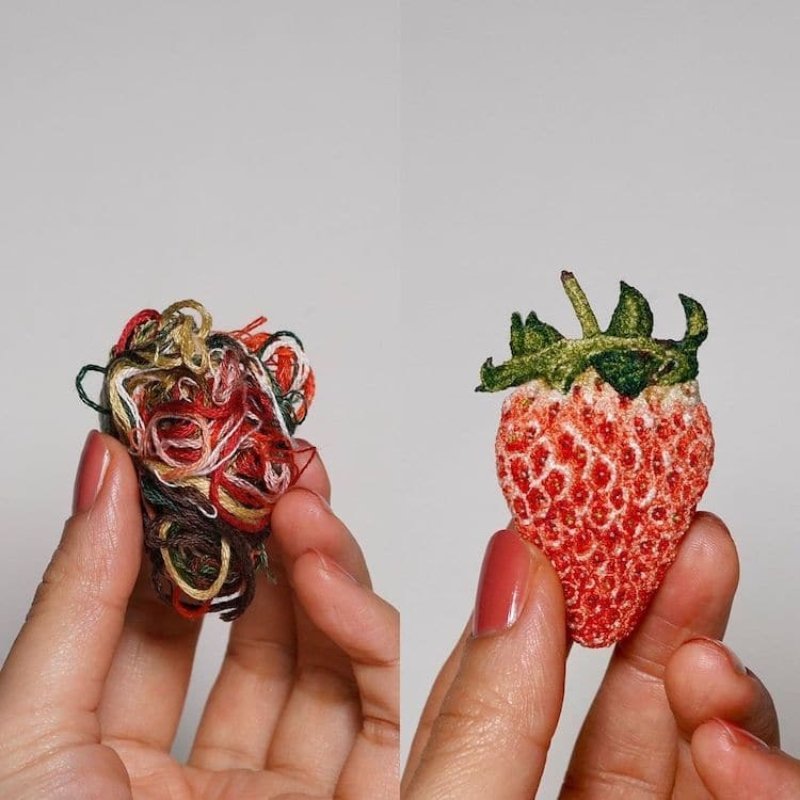 Fruits, 3d embroidery