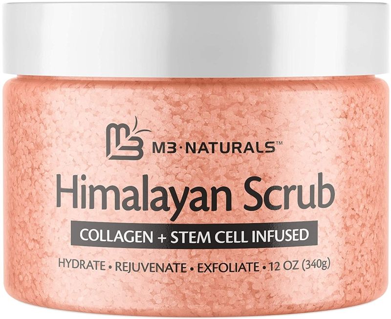M3 Naturals Himalayan Salt Body Scrub Infused with Collagen and Stem Cell for skincare