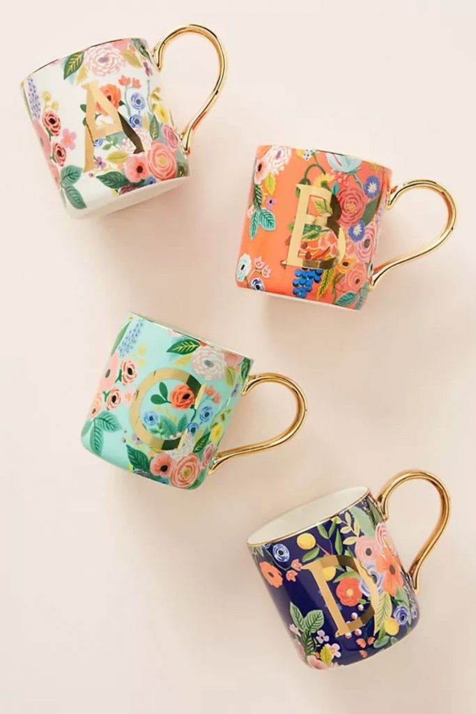 Monogram personalized alphabet coffee mugs