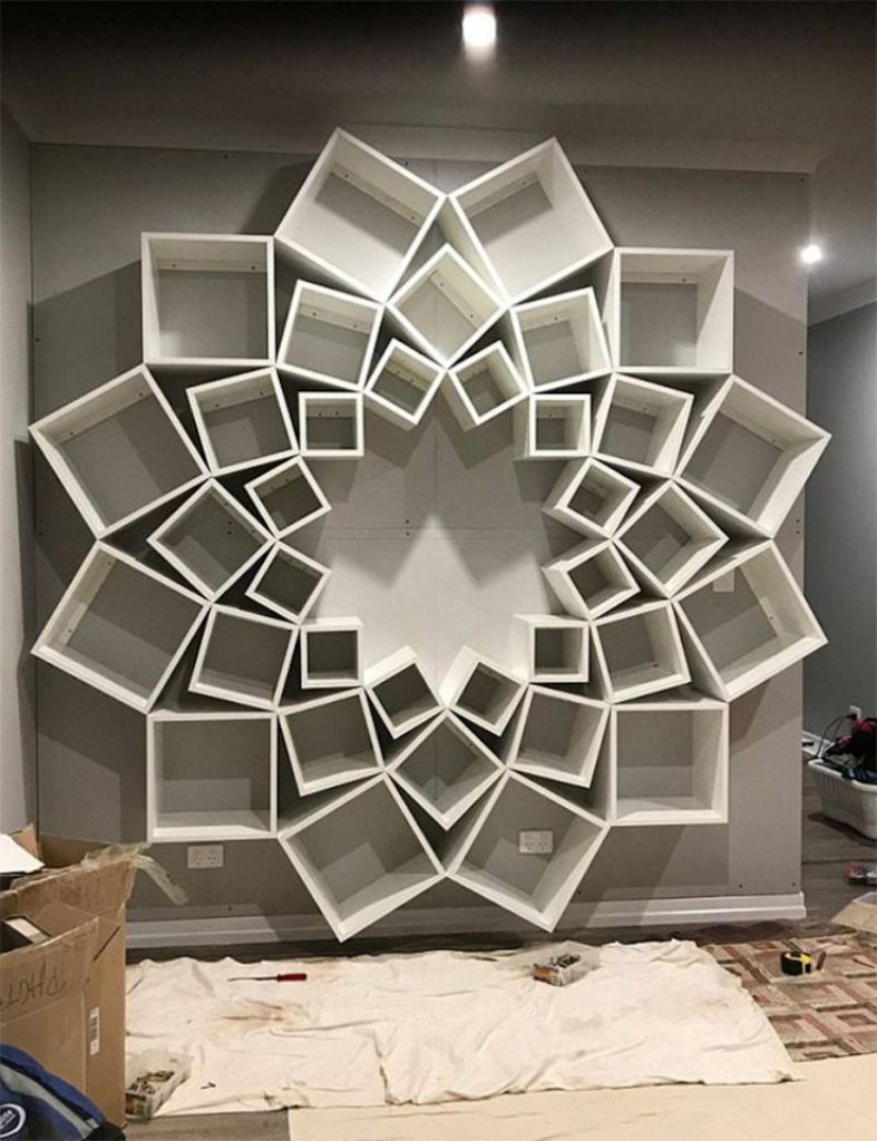 DIY bookshelf process