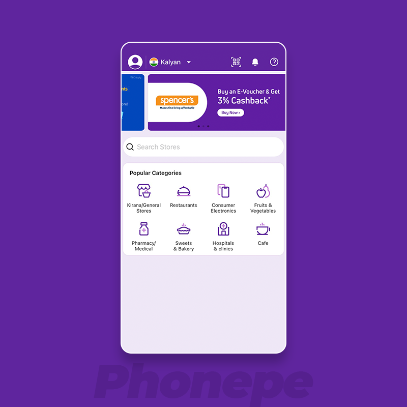 search local stores from Phonepe